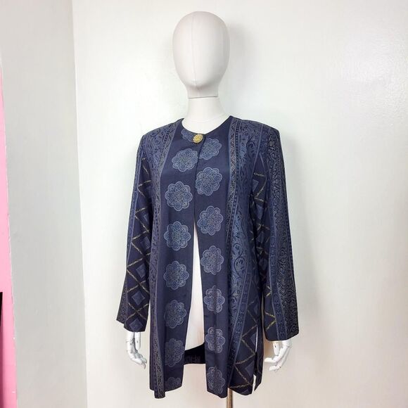 Vintage 80s/90s Black Ornate Printed Jacket / Blazer - Picture 3 of 8